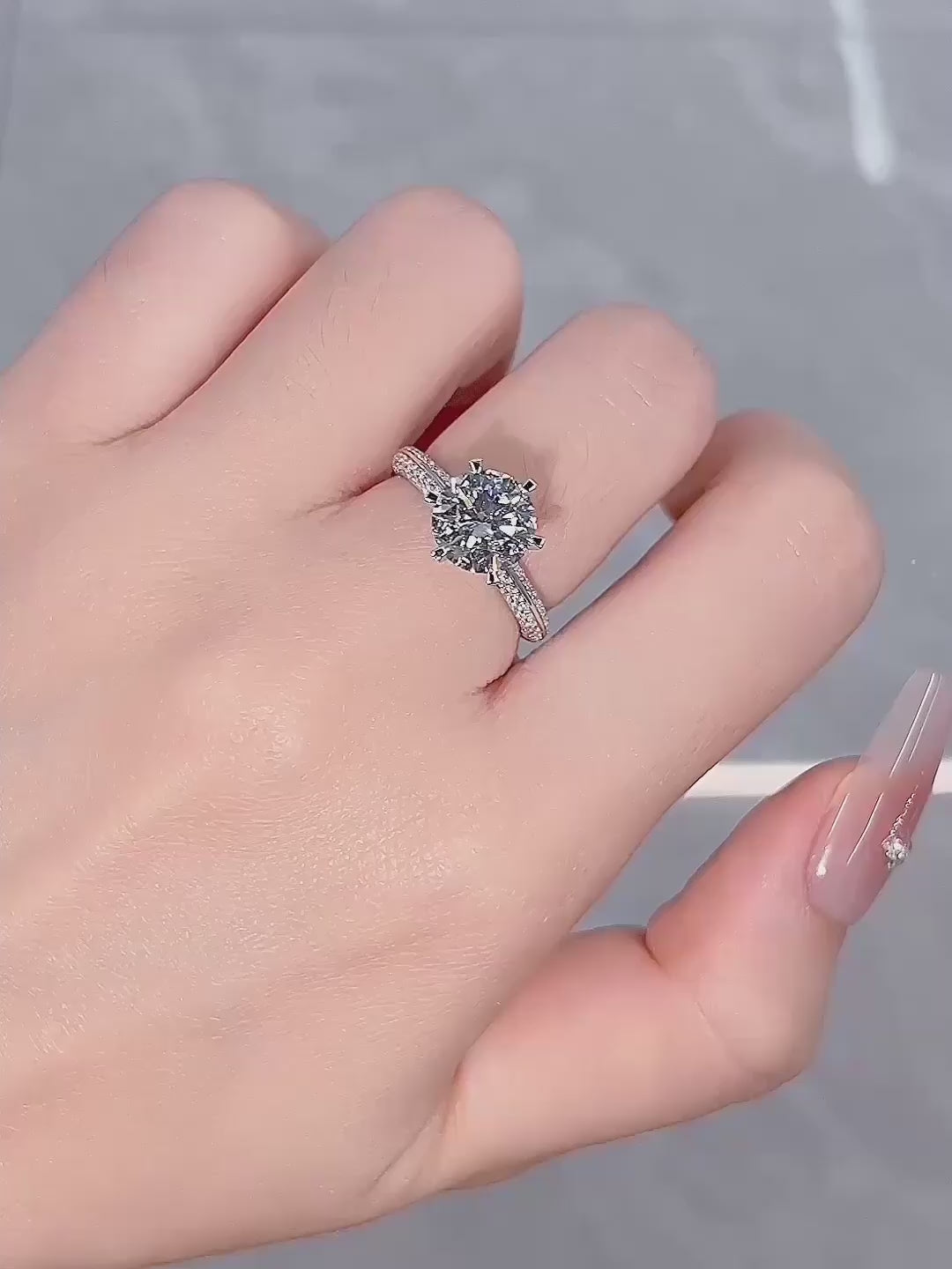 2.19 ct Celestial Six-Prong Round-Cut Lab-Grown Diamond Ring in 18K White Gold – APYFR0005-W video