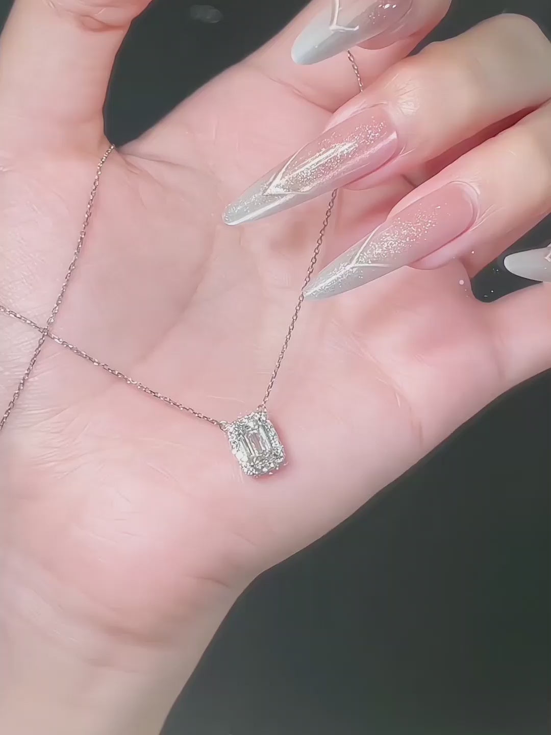 1.09 ct Statement Emerald-Cut Lab-Grown Diamond Necklace in PT950 Platinum video