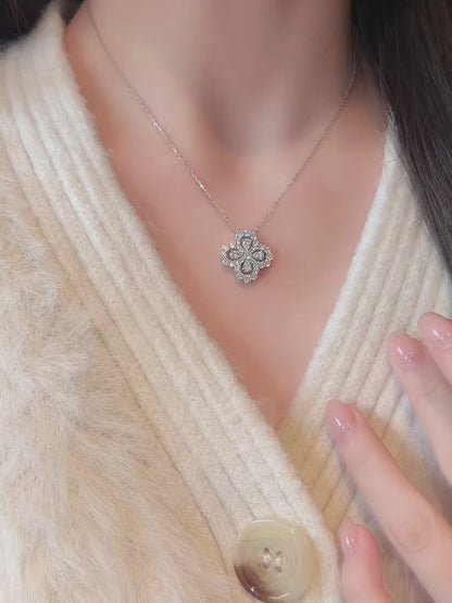 2.03 ctw Four-Leaf Clover Mixed-Cut Lab-Grown Diamond Necklace in 18K White Gold – APYN0089-W video