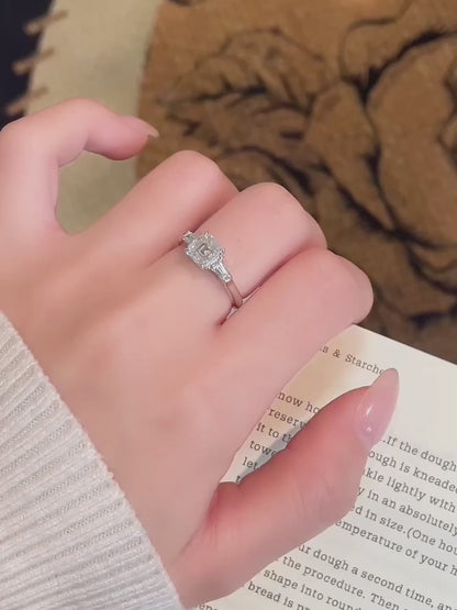 1.3 ct Four-Prong Princess-Cut Lab-Grown Diamond Three-Stone Ring in 18K White Gold video