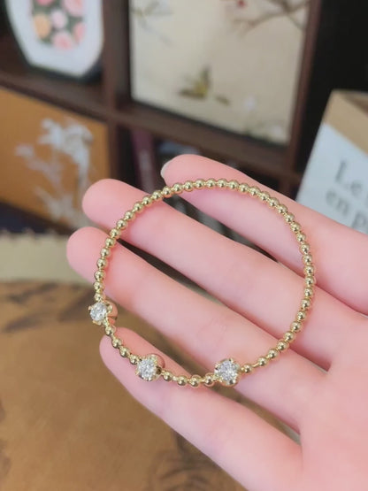 0.93 ctw Minimalist Round-Cut Lab-Grown Diamond Beaded Bracelet in 18K Yellow Gold