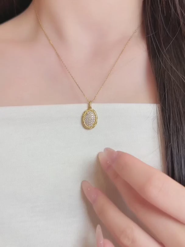 0.43 ctw Vintage Pavé Round-Cut Lab-Grown Diamond Pendant in 18K Yellow Gold
