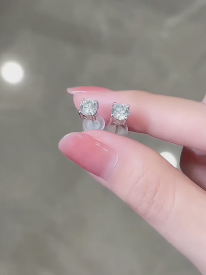 1.03 ctw Four-Prong Round-Cut Lab-Grown Diamond Earrings in 925 Sterling Silver