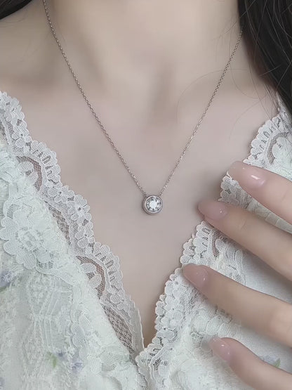 1.04 ct Minimalist Round-Cut Lab-Grown Diamond Necklace in 925 Sterling Silver – APYN0041-S video