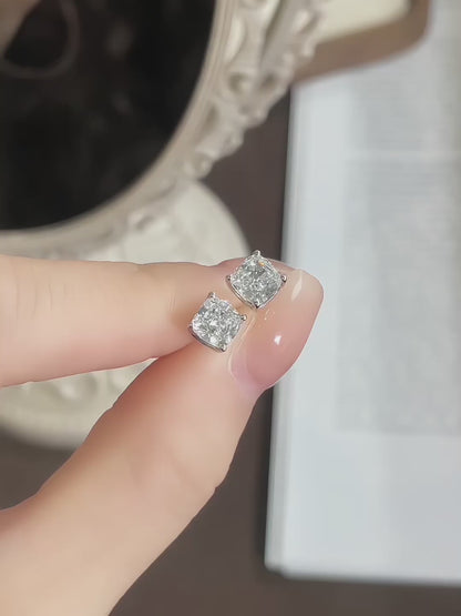 2.04 ctw Minimalist Four-Prong Princess-Cut Lab-Grown Diamond Earrings in PT950 Platinum