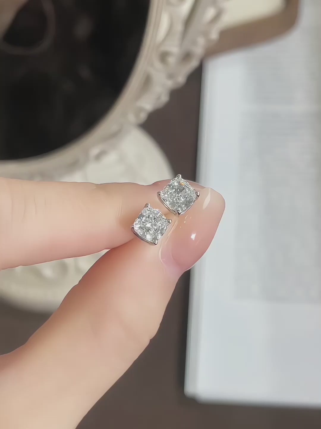 2.04 ctw Minimalist Four-Prong Princess-Cut Lab-Grown Diamond Earrings in PT950 Platinum