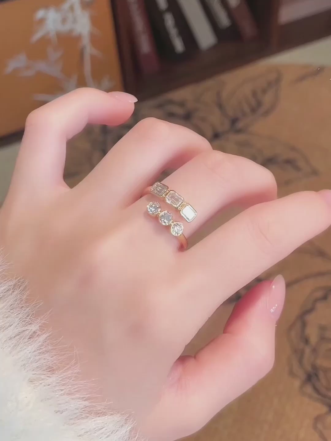 1.47 ctw Mixed-Cut Lab-Grown Diamond Open Ring in 18K Yellow Gold – APYFR0333-Y video