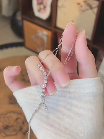0.93 ctw Adjustable Round-Cut Lab-Grown Diamond Necklace in 18K White Gold video
