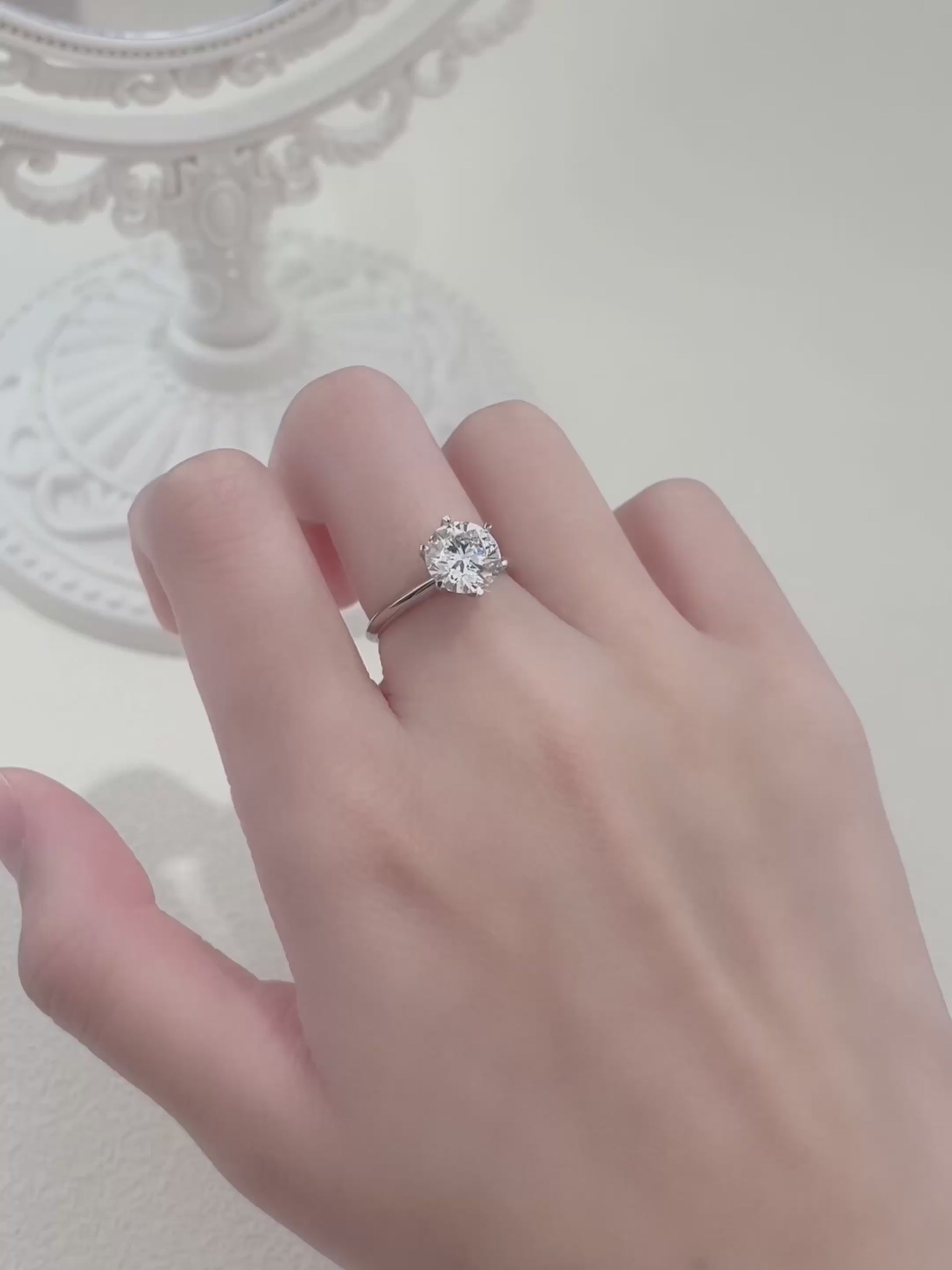 2.03 ct Crown Six-Prong Round-Cut Lab-Grown Diamond Ring in 18K White Gold video