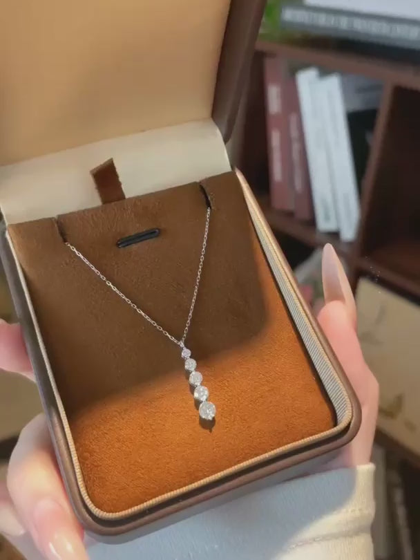 0.86 ctw Geometric Round-Cut Lab-Grown Diamond Necklace in 18K White Gold video