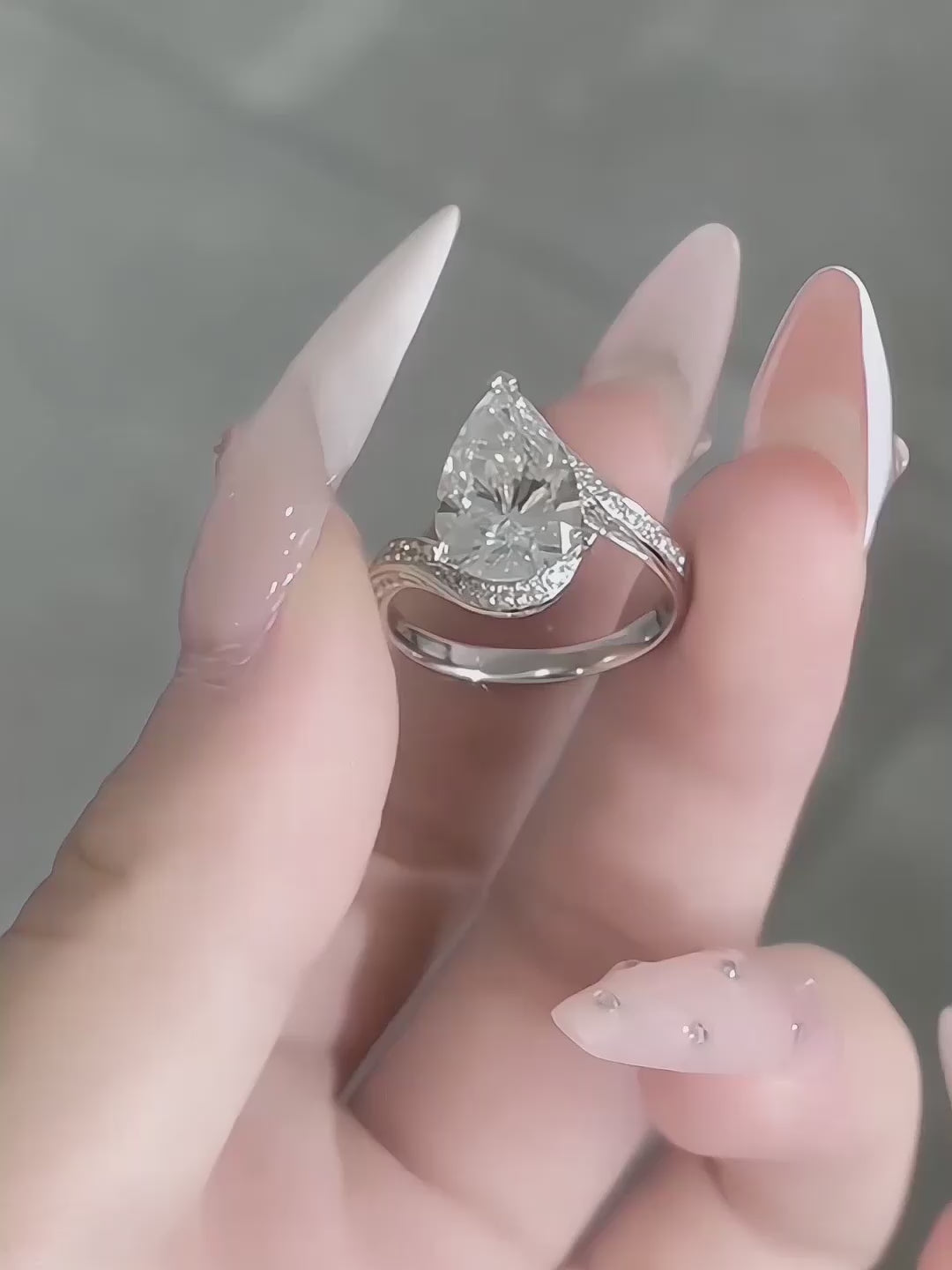 3.1 ct Three-Prong Pear-Cut Lab-Grown Diamond Ring in PT950 Platinum – APYFR0114-PT video
