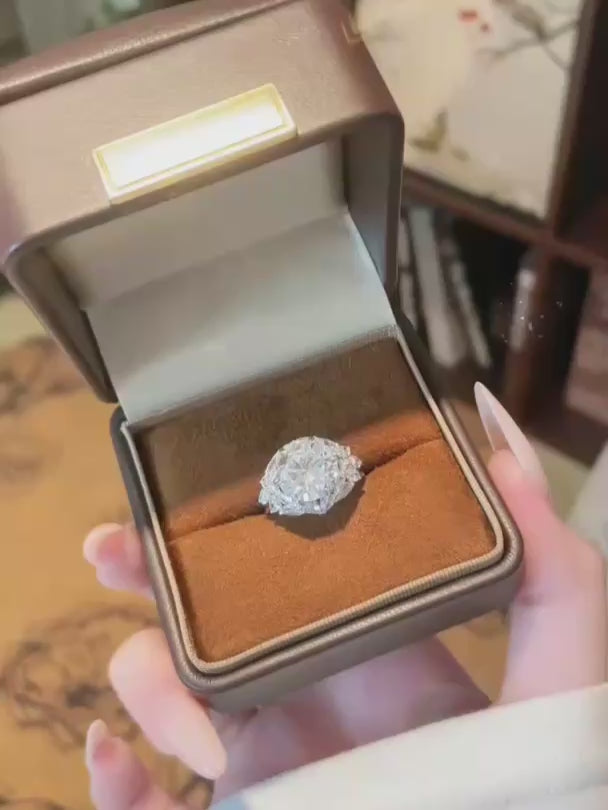 5.08 ct Floral Round-Cut Lab-Grown Diamond Ring in 18K White Gold – APYFR0421-W video