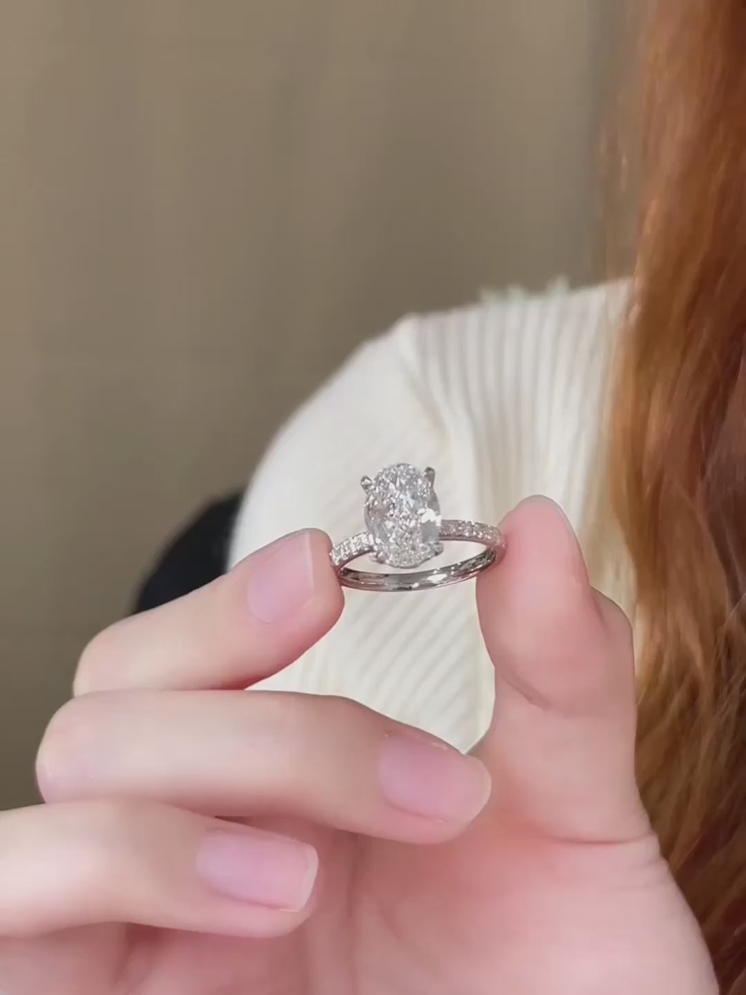 3.3 ct Celestial Four-Prong Oval-Cut Lab-Grown Diamond Ring in PT950 Platinum – APYFR0117-PT video