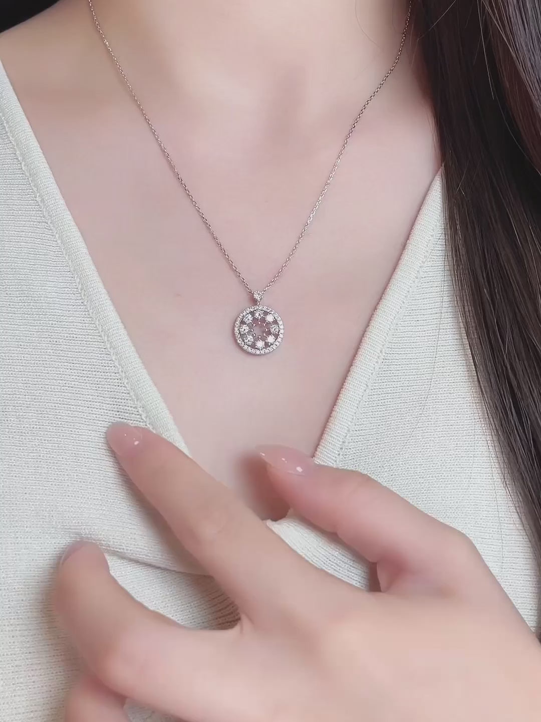 0.93 ctw Celestial Round-Cut Lab-Grown Diamond Necklace in 18K White Gold – APYN0238-W video