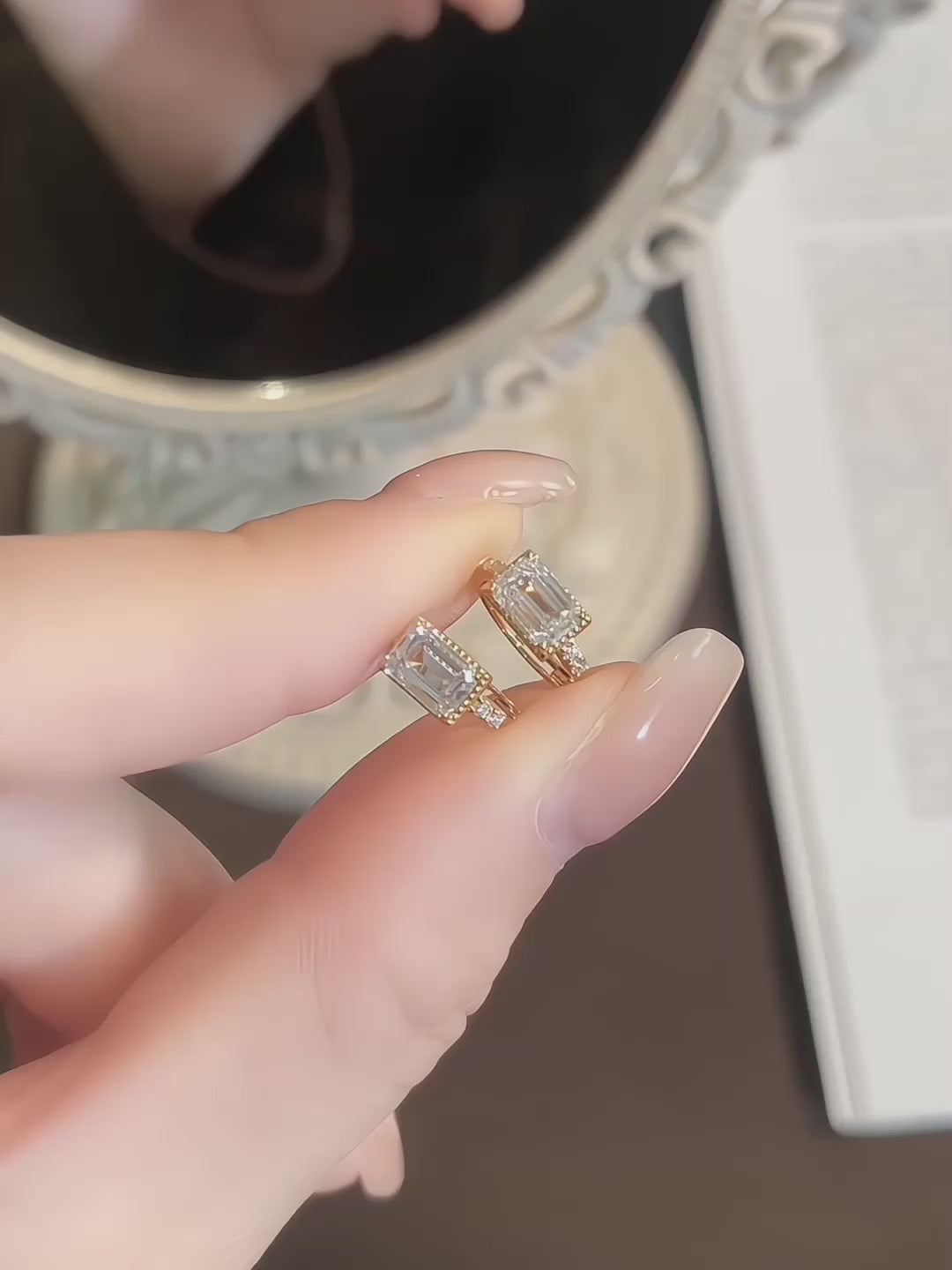 1.09 ctw Celestial Emerald-Cut Lab-Grown Diamond Stud Earrings in 18K Yellow Gold