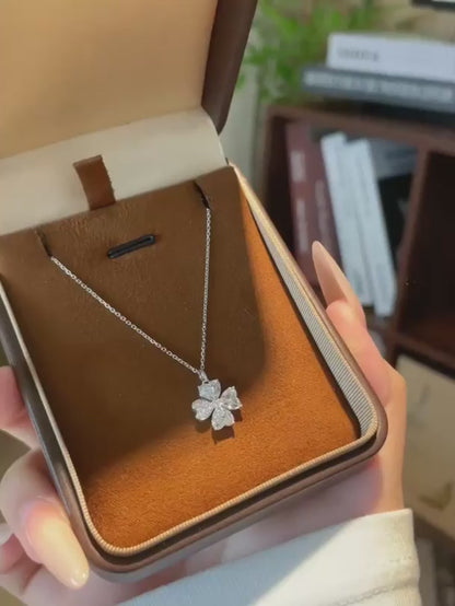 1.6 ctw Four-Leaf Clover Mixed-Cut Lab-Grown Diamond Necklace in 18K White Gold – APYN0298-W video