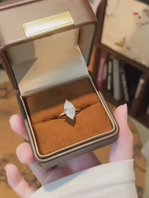 3.03 ct Minimalist Marquise-Cut Lab-Grown Diamond Ring in 18K Yellow Gold – APYFR0410-Y video