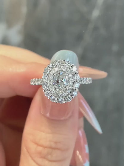 0.42 ct Vintage Four-Prong Oval-Cut Lab-Grown Diamond Ring in PT950 Platinum video