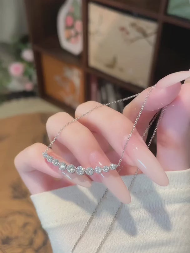 1.27 ctw Celestial Round-Cut Lab-Grown Diamond Necklace in 18K White Gold – APYN0272-W video