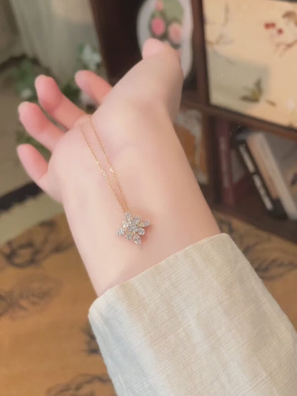 0.57 ctw Snowflake Pavé Mixed-Cut Lab-Grown Diamond Necklace in 18K Yellow Gold video