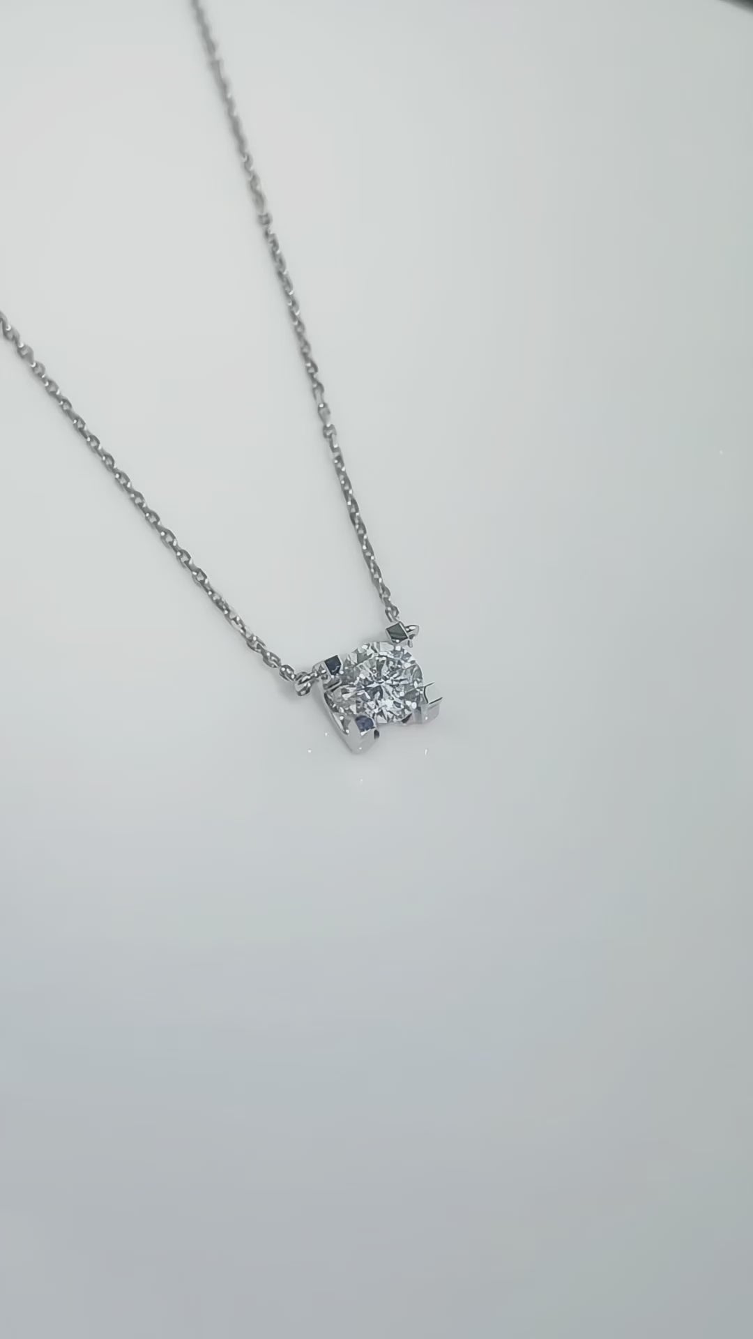 1 ct Minimalist Four-Prong Round-Cut Lab-Grown Diamond Necklace in 18K White Gold – APYN0003-W video