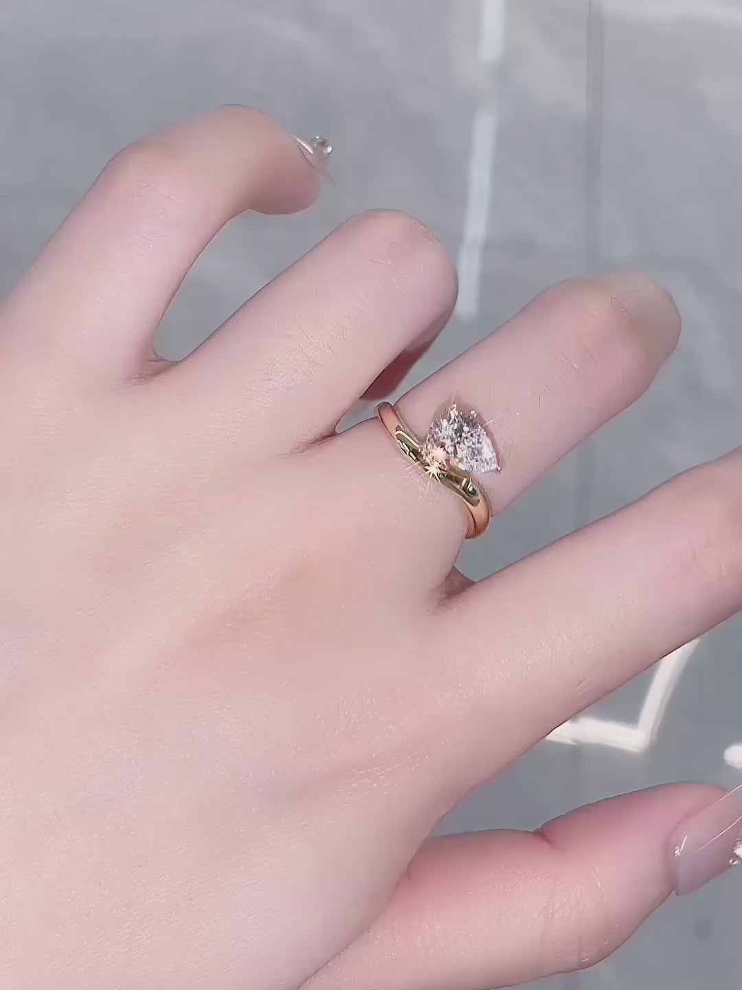 1.08 ct Vintage Pear-Cut Lab-Grown Diamond Ring in 18K Yellow Gold – APYFR0087-Y video