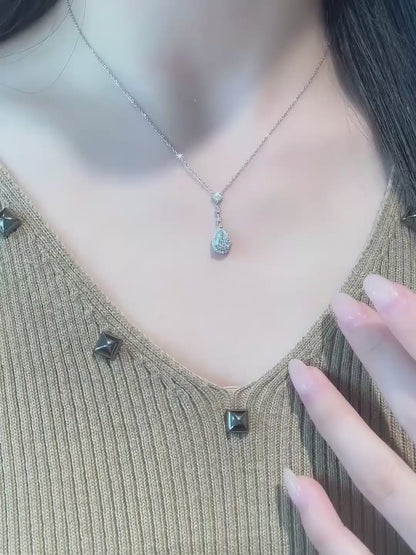 1 ct Celestial Pear-Cut Lab-Grown Diamond Necklace in 18K White Gold – APYN0011-W video
