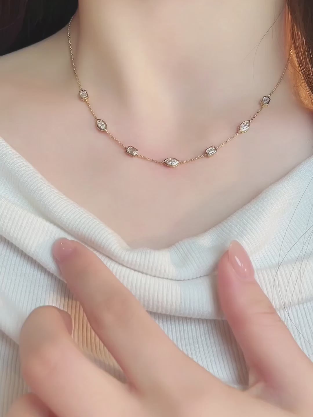 1.29 ctw Marquise-Cut Lab-Grown Diamond Necklace in 18K Yellow Gold video
