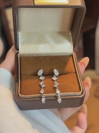1.09 ctw Statement Mixed-Cut Lab-Grown Diamond Earrings in 18K White Gold