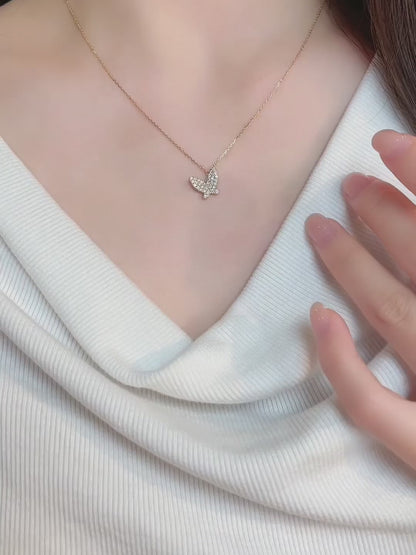 0.31 ctw Butterfly Adjustable Round-Cut Lab-Grown Diamond Necklace in 18K Yellow Gold video