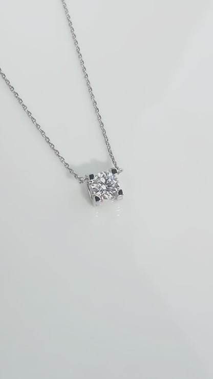 0.57 ct Minimalist Four-Prong Princess-Cut Lab-Grown Diamond Necklace in PT950 Platinum video