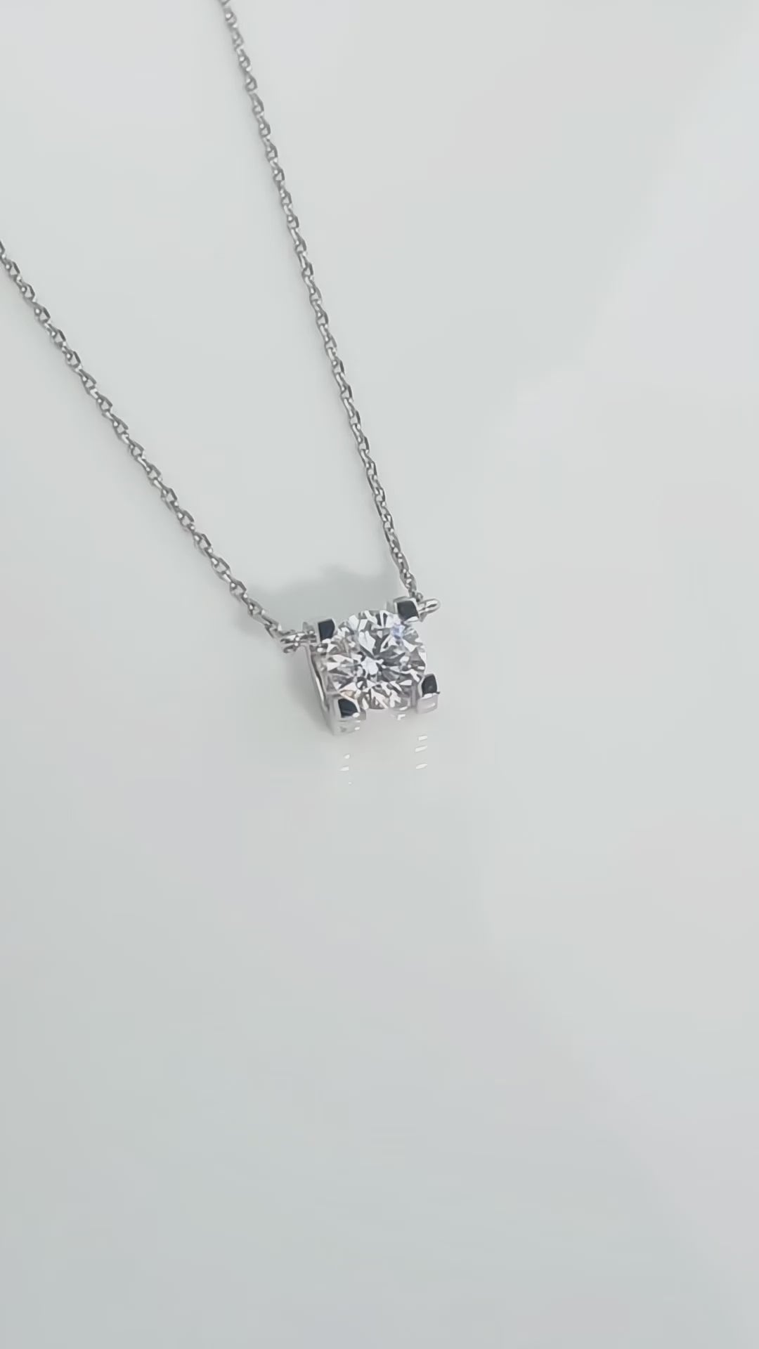 0.57 ct Minimalist Four-Prong Princess-Cut Lab-Grown Diamond Necklace in PT950 Platinum video