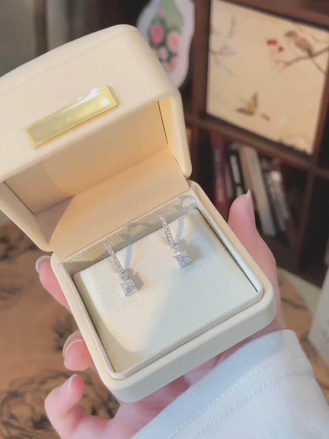 1.23 ctw Princess-Cut Lab-Grown Diamond Drop Earrings in 18K White Gold