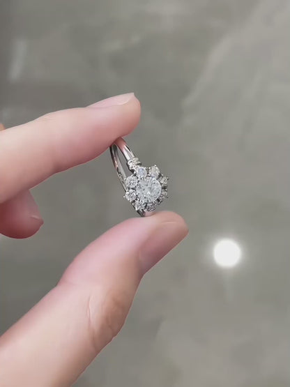 0.52 ct Crown Round-Cut Lab-Grown Diamond Ring in 18K White Gold – APYFR0236-W video