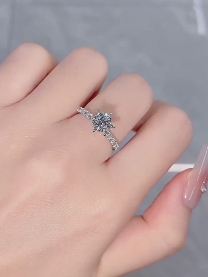 1.1 ct Celestial Six-Prong Round-Cut Lab-Grown Diamond Ring in 18K White Gold – APYFR0017-W video