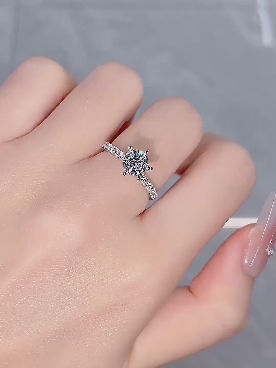 1.1 ct Celestial Six-Prong Round-Cut Lab-Grown Diamond Ring in 18K White Gold – APYFR0017-W video