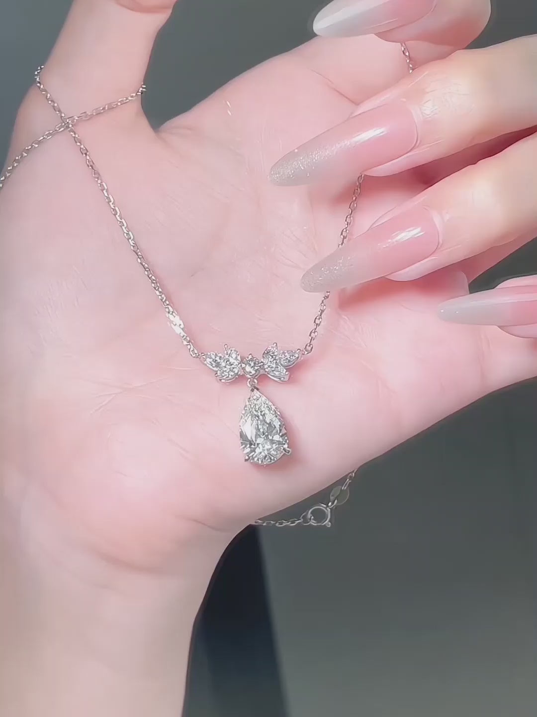 3.09 ct Pear-Cut Lab-Grown Diamond Necklace in PT950 Platinum – APYN0031-PT video