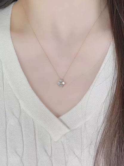 0.81 ctw Four-Leaf Clover Mixed-Cut Lab-Grown Diamond Necklace in 18K Yellow Gold video