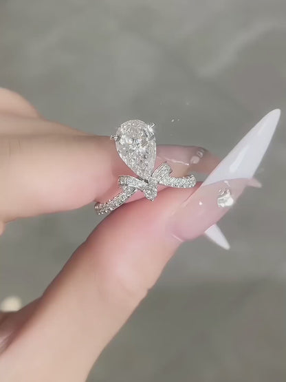 2.11 ct Butterfly Three-Prong Pear-Cut Lab-Grown Diamond Ring in PT950 Platinum video