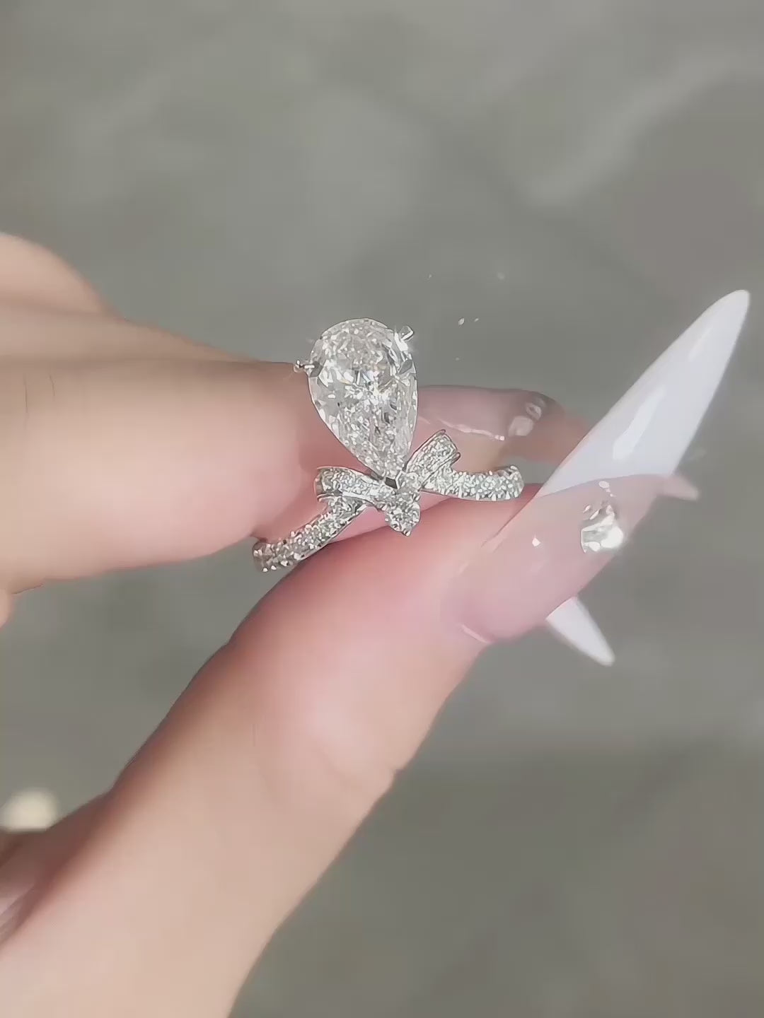 2.11 ct Butterfly Three-Prong Pear-Cut Lab-Grown Diamond Ring in PT950 Platinum video
