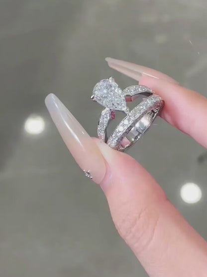 3.01 ct Celestial Three-Prong Pear-Cut Lab-Grown Diamond Ring in PT950 Platinum video