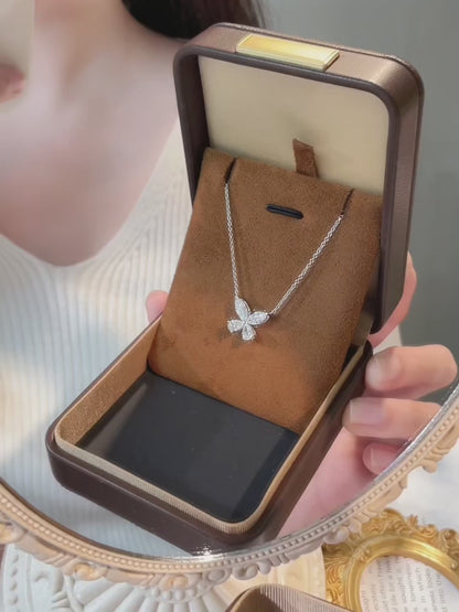 1.7 ctw Butterfly Adjustable Mixed-Cut Lab-Grown Diamond Necklace in 18K White Gold – APYN0005-W video