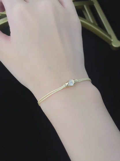 0.34 ctw Minimalist Round-Cut Lab-Grown Diamond Beaded Bracelet in 18K Yellow Gold