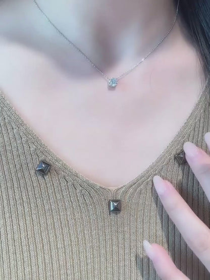 1.12 ct Minimalist Four-Prong Round-Cut Lab-Grown Diamond Necklace in 18K White Gold – APYN0155-W video