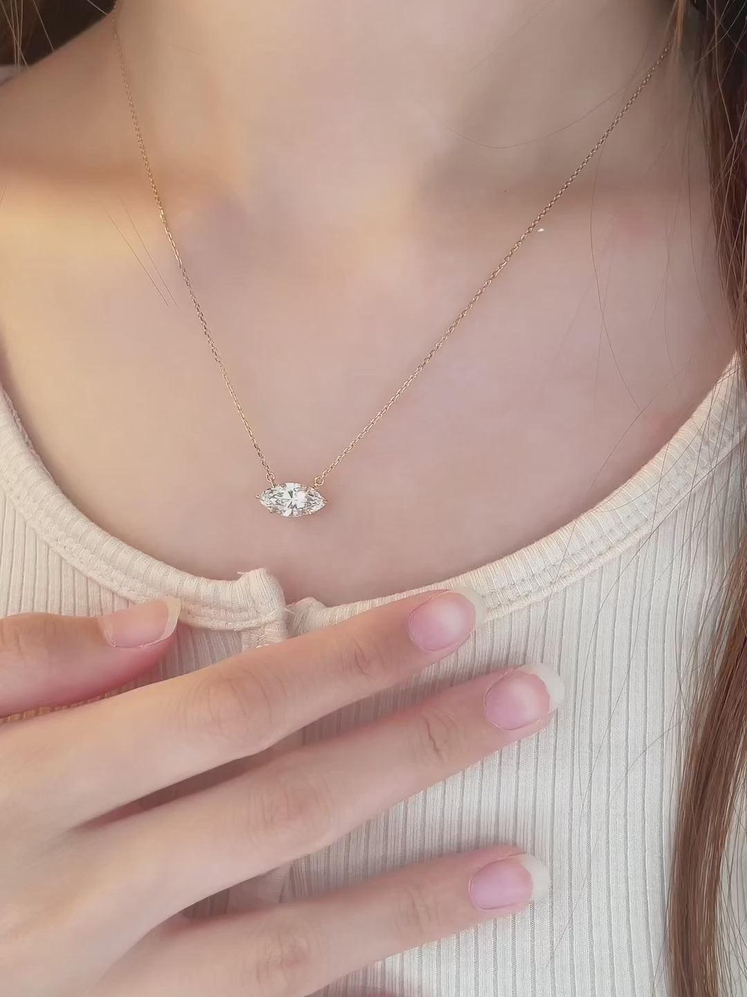 2.03 ct Celestial Four-Prong Marquise-Cut Lab-Grown Diamond Necklace in 18K Yellow Gold video