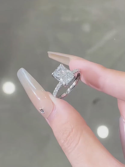 3.03 ct Statement Four-Prong Radiant-Cut Lab-Grown Diamond Ring in PT950 Platinum – APYFR0221-PT video