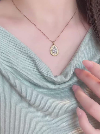 2.01 ct Statement Pear-Cut Lab-Grown Diamond Necklace in 18K Yellow Gold video