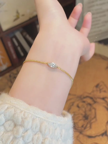 0.82 ctw Minimalist Adjustable Marquise-Cut Lab-Grown Diamond Bracelet in 925 Sterling Silver