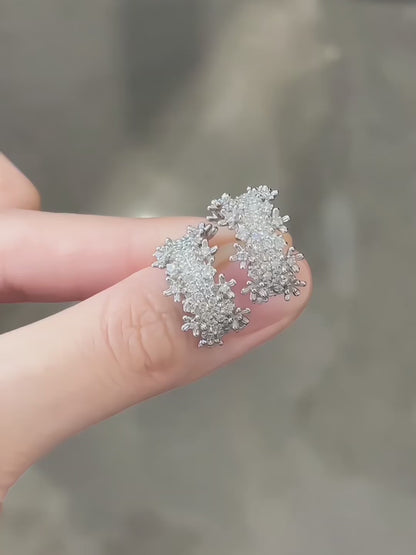 1.35 ctw Floral Round-Cut Lab-Grown Diamond Earrings in PT950 Platinum