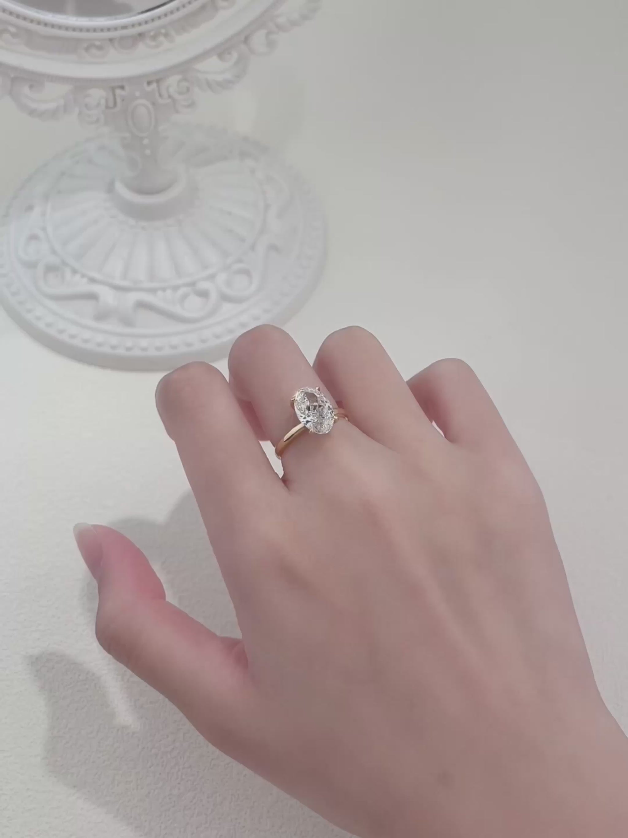 2.02 ct Minimalist Four-Prong Oval-Cut Lab-Grown Diamond Ring in 18K Yellow Gold – APYFR0229-Y video